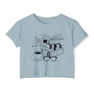 Coffee Plants and Books Flowy Cropped Tee