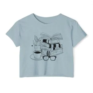 Coffee Plants and Books Flowy Cropped Tee