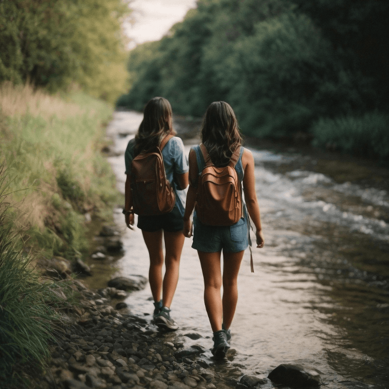 women hiking together